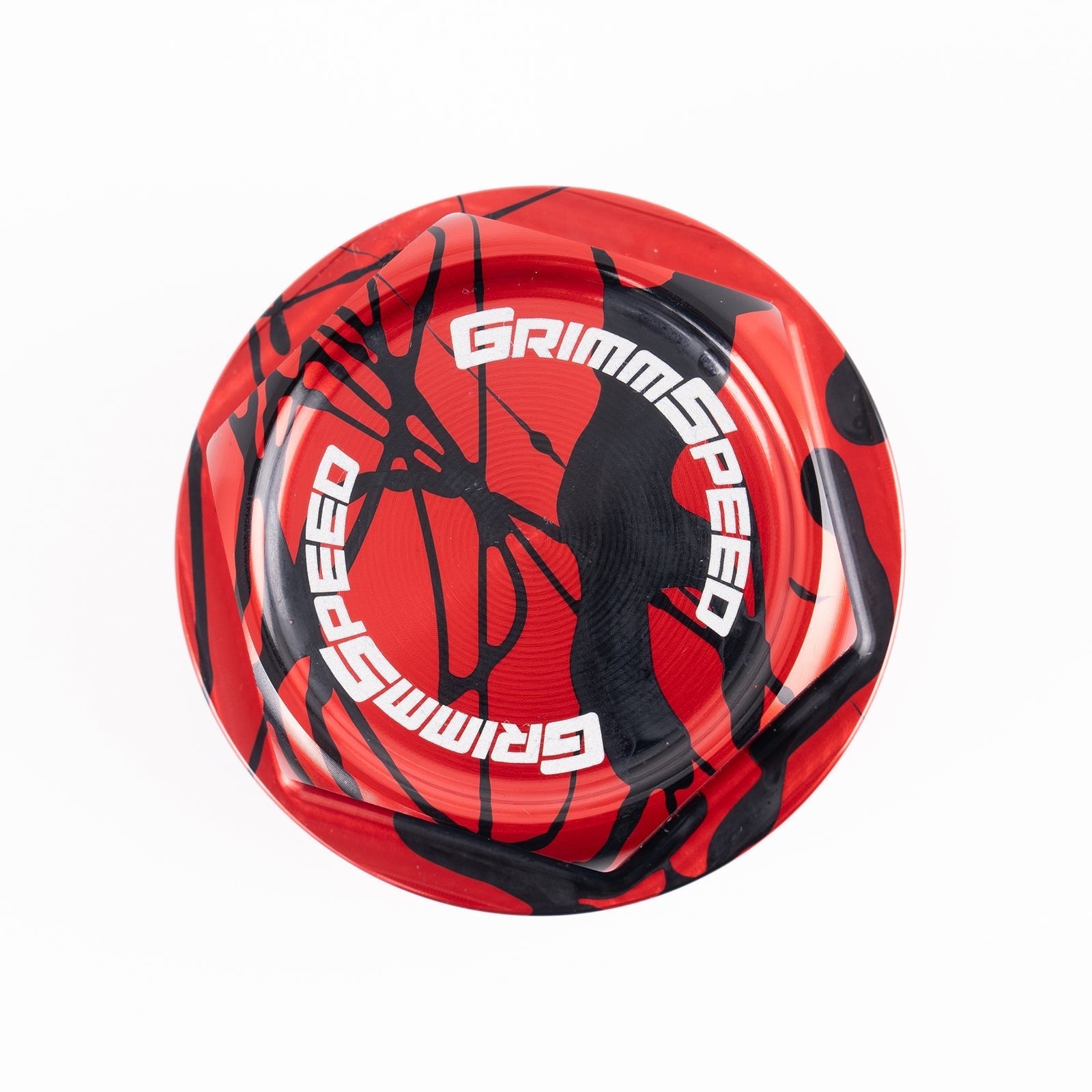 GrimmSpeed V2 Bolt Oil Cap - Splatter Red & Black - Subaru Universal