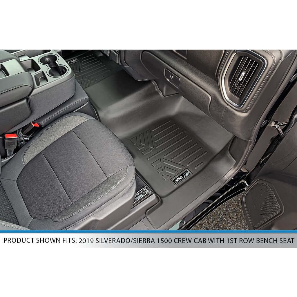 Smart TrimTM Floor Liners For 2019-2026 Chevy Silverado 1500 Double Cab | Carpet | (1st Row Bench) and OTH Coverage [No 2nd Row Storage]