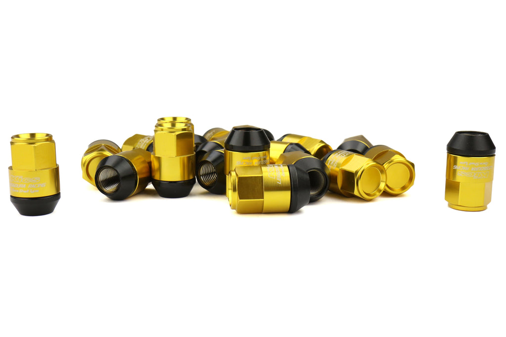 Project Kics Leggdura Racing Shell Type Lug Nut Set 35mm Closed-End Look 12X1.25 Gold - Universal