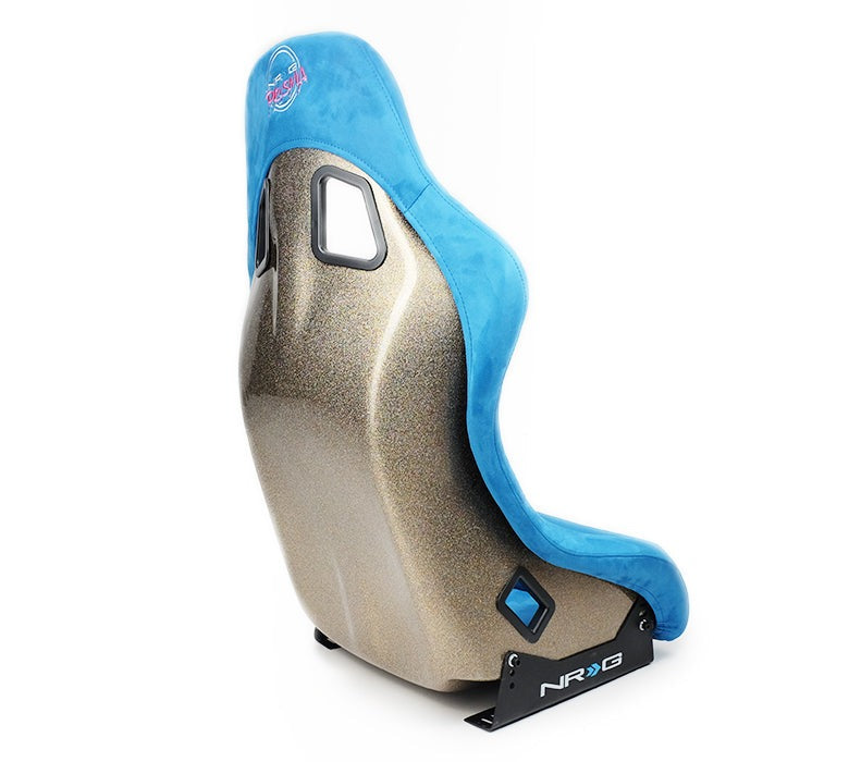 NRG Innovations FRP Bucket Seat ULTRA Edition with peralized back, Blue Alcantara material - Universal