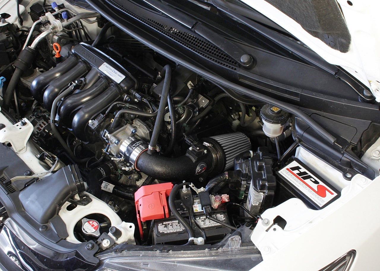 HPS Performance Shortram Air Intake Kit 2015-2018 Honda Fit 1.5L, Includes Heat Shield, Black