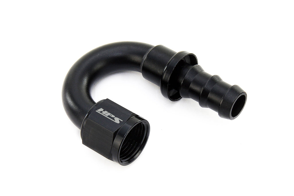 HPS Performance Push-on Hose End to AN Female, Aluminum, Black