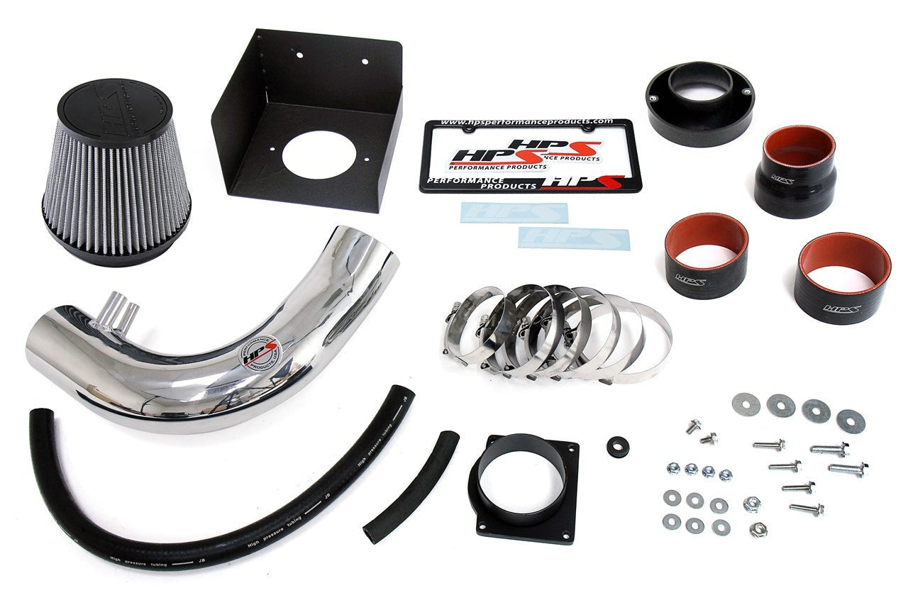 HPS Performance Shortram Air Intake Kit 2001-2003 Ford Lobo 5.4L V8, Includes Heat Shield, Polish