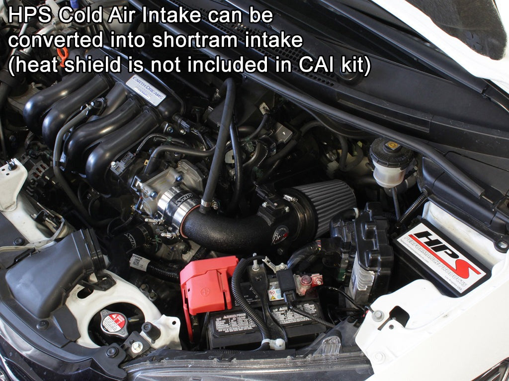 HPS Performance Cold Air Intake Kit 2015-2018 Honda Fit 1.5L Manual Trans., Converts to Shortram, Black