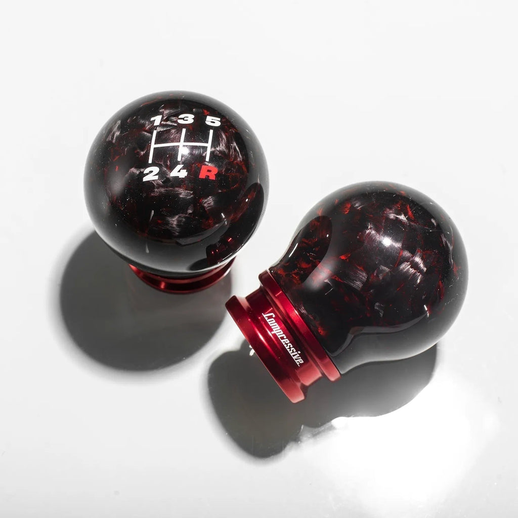 Compressive Tuning Red Forged Carbon Shift Knob - Height Adjustable M12x1.25mm - Subaru Models
