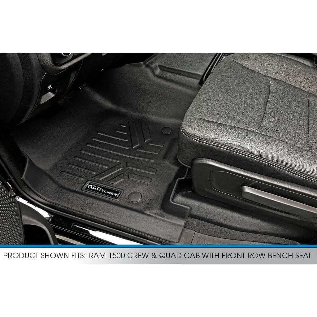 SMARTLINER Custom Fit Floor Liners For 2019 - 2024 Ram 1500 Crew and Quad Cab with First Row Bench Seat