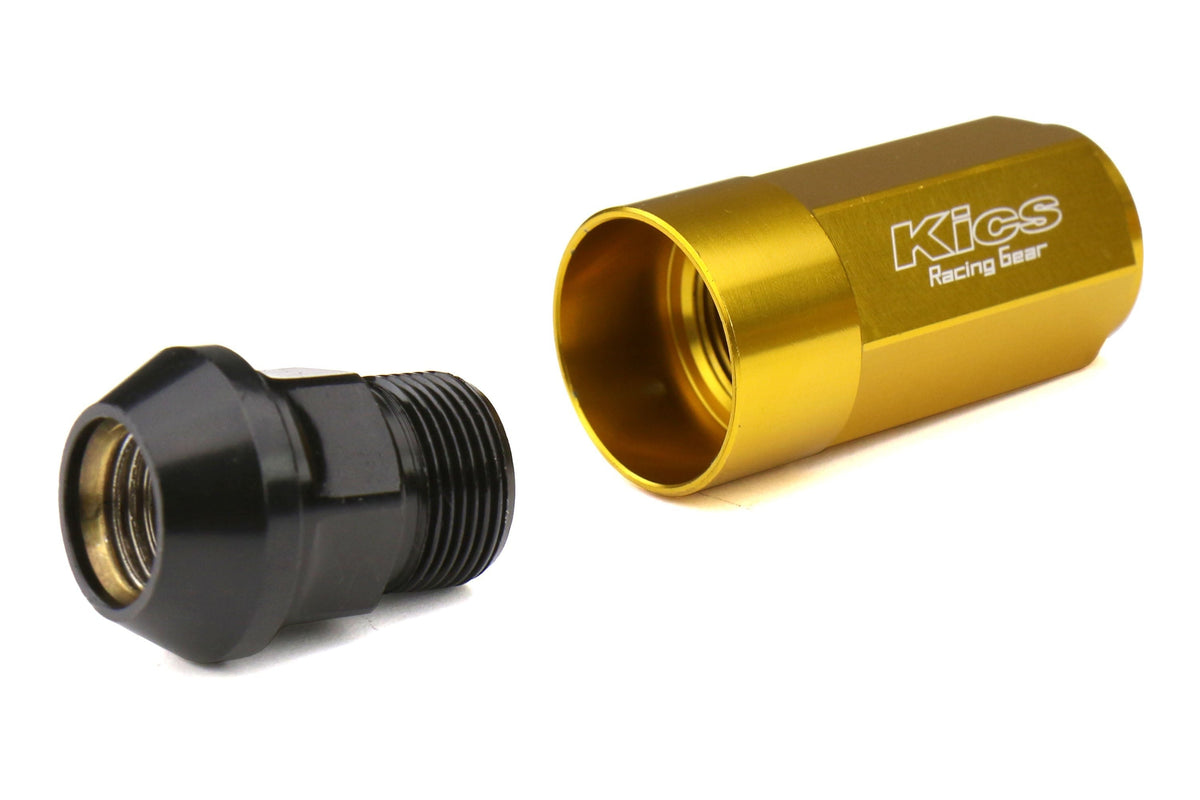 Project Kics Leggdura Racing Shell Type Lug Nut Set 53mm Closed-End Look 12X1.25 Gold - Universal