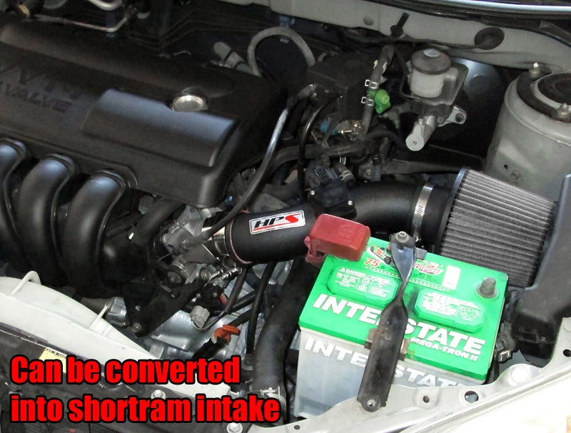 HPS Performance Cold Air Intake Kit 2003-2004 Toyota Corolla 1.8L, Converts to Shortram, Black