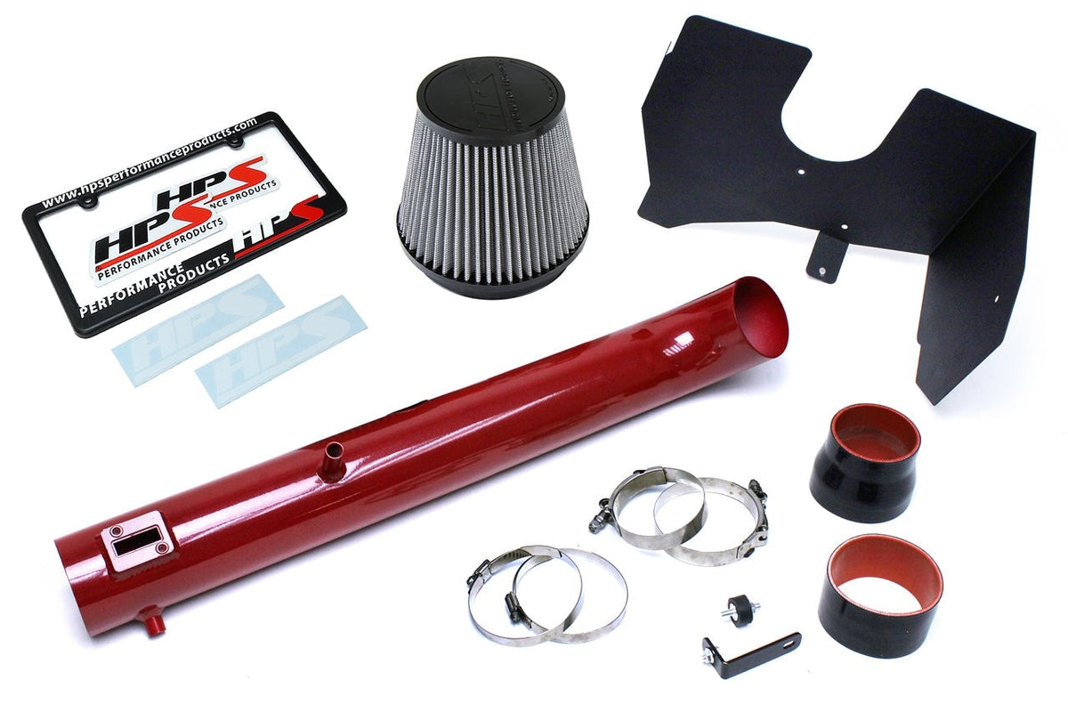 HPS Performance Shortram Air Intake Kit 2005-2012 Nissan Pathfinder 4.0L V6, Includes Heat Shield, Red