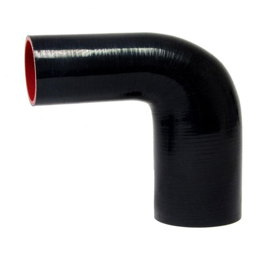 HPS 4-1/2" - 5" ID, Silicone 90 Degree Elbow Reducer Hose, High Temp 4-ply Reinforced (114mm - 127mm)
