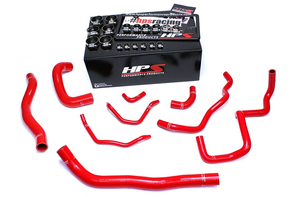 HPS Red Reinforced Silicone Radiator + Heater Hose Kit Coolant Mazda 06-07 Mazdaspeed 6 2.3L Turbo
