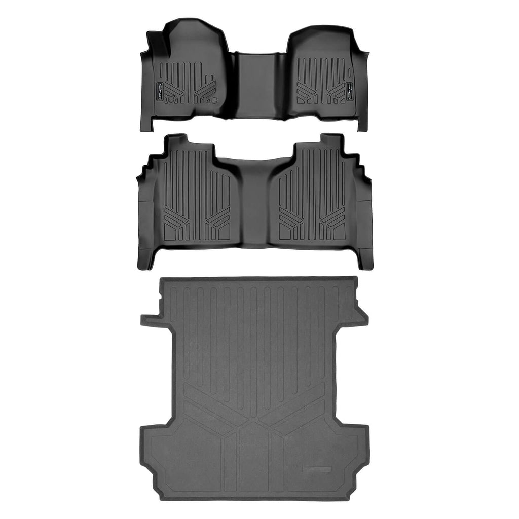 SmartCoverageTM Floor Liners For 2019-2026 Chevy Silverado 1500 Crew Cab (1st Row Bench) (OTH Coverage) | Carpet | [2nd Row Storage]