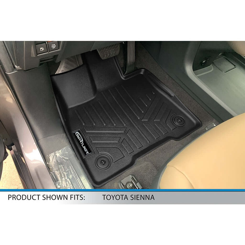 SMARTLINER Custom Fit Floor Liners For 2021-2026 Toyota Sienna with 2nd Row Bench Seat no Spare Tire