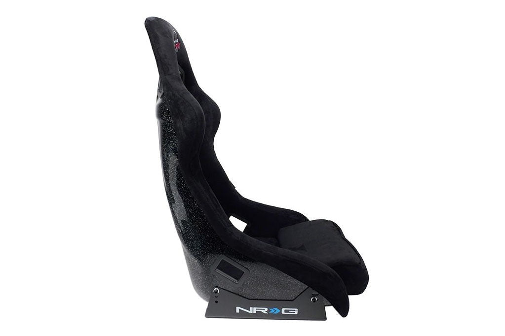 NRG Innovations FRP Bucket Seat PRISMA Edition with pearlized back. All Black alcantara vegan material. (Large) - Universal