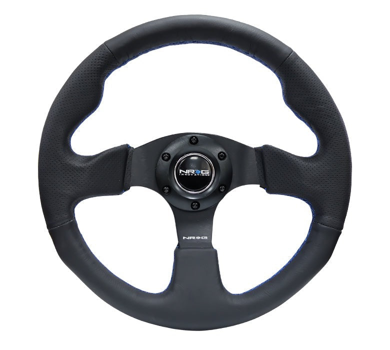 NRG Reinforced Steering Wheel 320mm Black w/ Blue Stitch - Universal