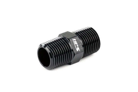 HPS Performance Straight NPT Male To NPT Male Union Coupler Adapter, Aluminum, Black