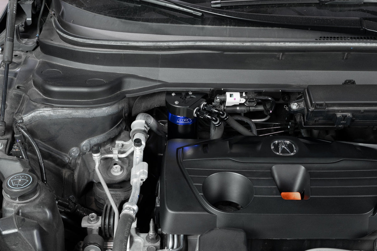 HPS Performance Aluminum Oil Catch Can Kit 2019-2026 Acura RDX 2.0L Turbo, Blue, 860-015BL