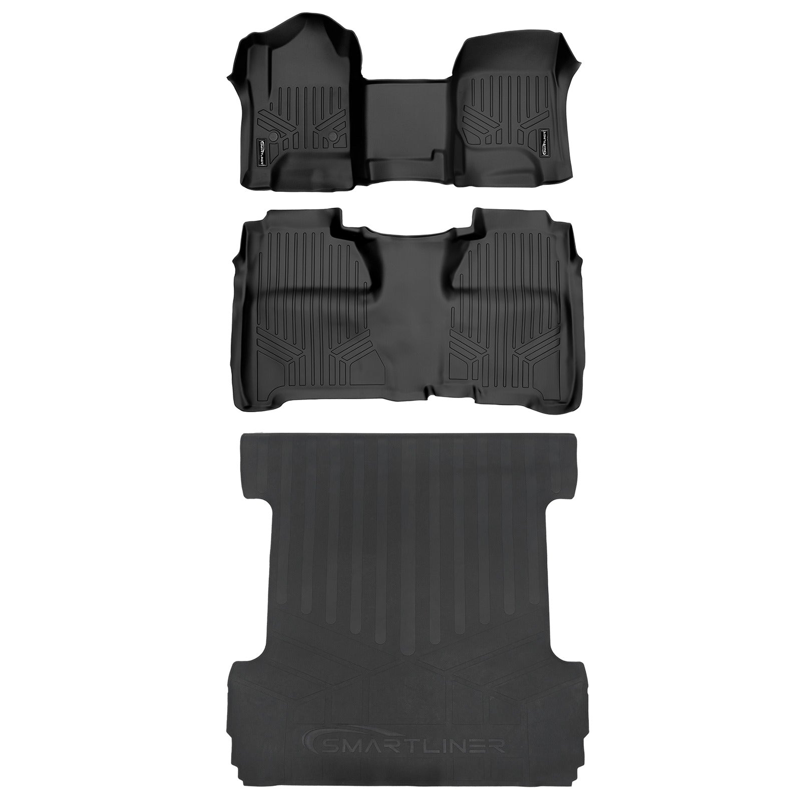 SMARTLINER Floor Liners for Crew Cab 2014-2018 Silverado/Sierra 1500 - 2015-2021 2500/3500 HD