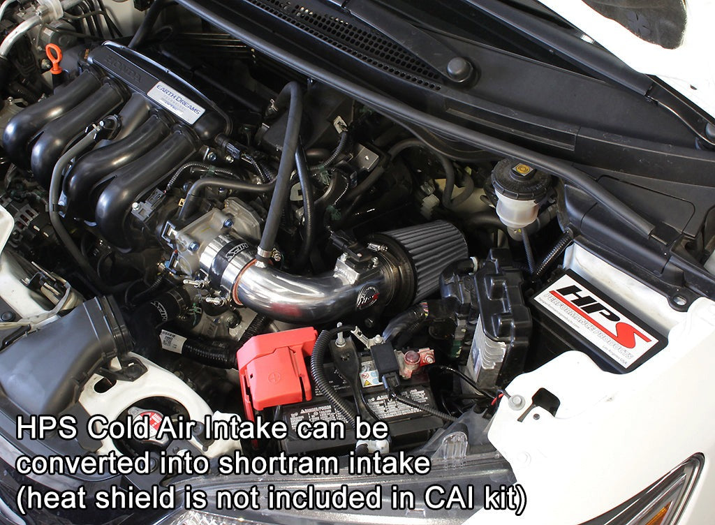 HPS Performance Cold Air Intake Kit 2015-2018 Honda Fit 1.5L Manual Trans., Converts to Shortram, Polish