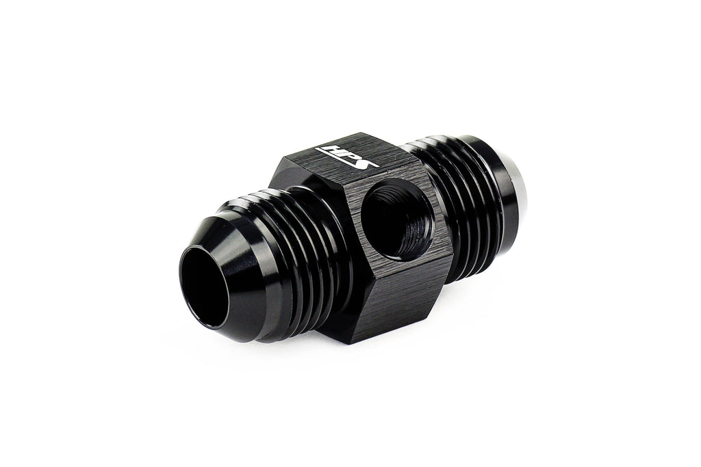 HPS Performance AN Male to Male Adapter with 1/8" NPT Female Port, Aluminum, Black