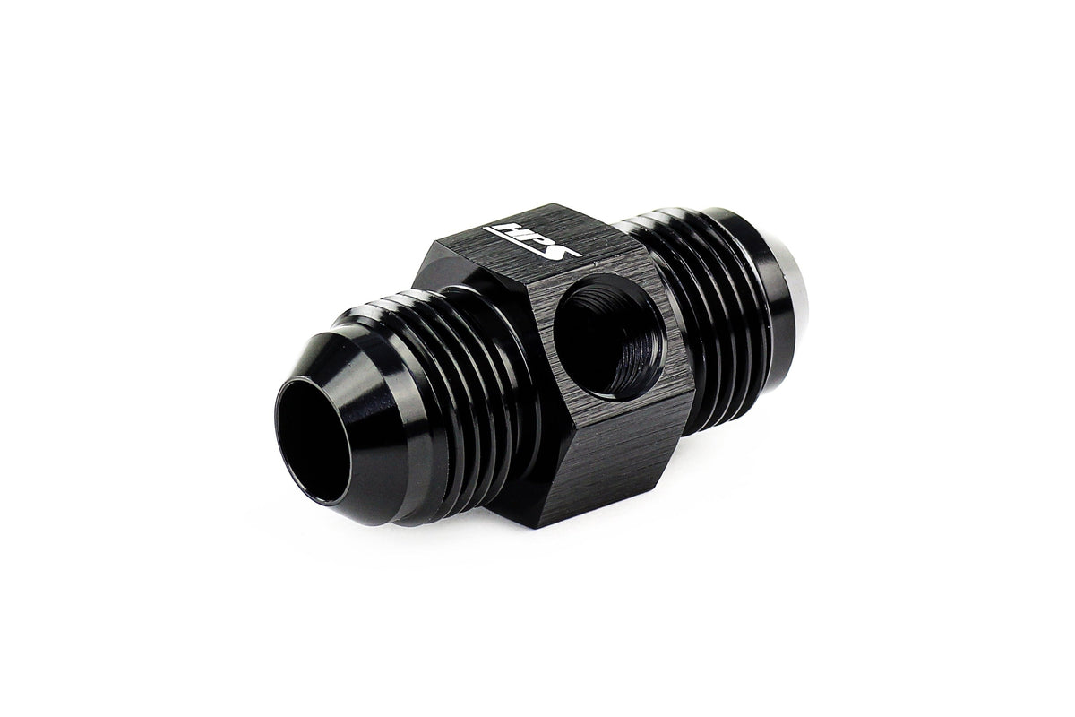 HPS Performance AN Male to Male Adapter with 1/8" NPT Female Port, Aluminum, Black