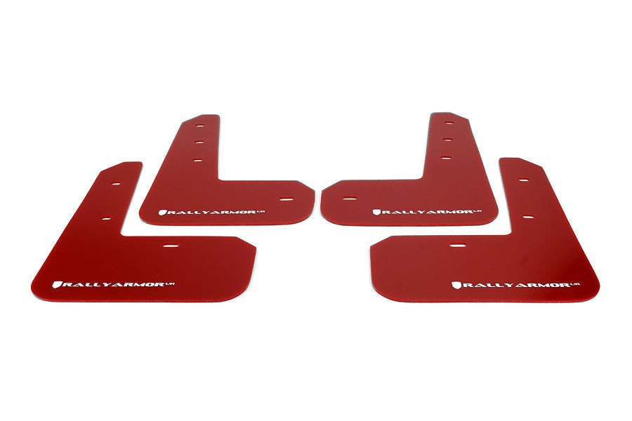 Rally Armor UR Mudflaps Red Urethane White Logo - 2013-2021 Scion FR-S / Subaru BRZ / Toyota 86