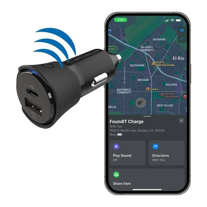Scosche FoundIT Charge 32W Dual-Port Car Charger & Item Locator