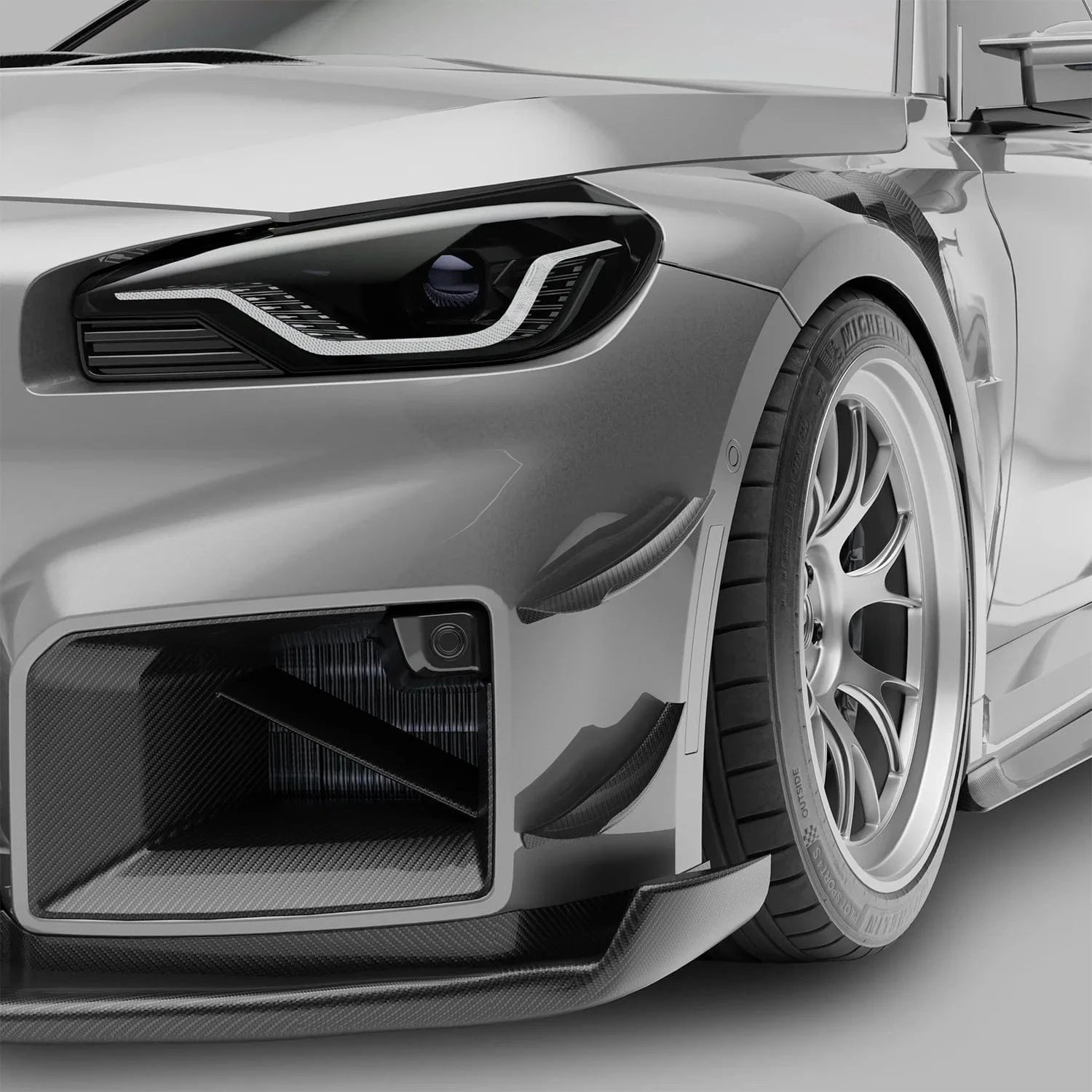 Revozport Carbon Fiber Front Bumper Canards for BMW G87 M2