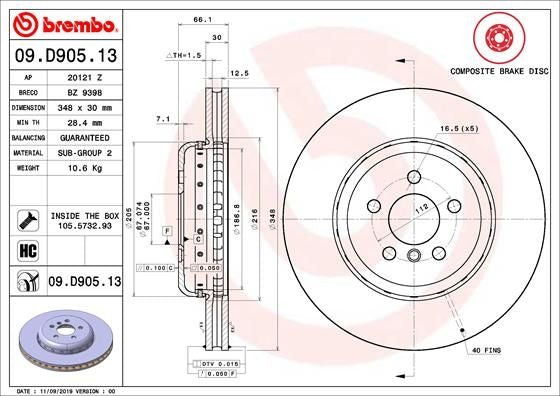 BMW G05 X5 Front Brake Rotor OEM 34118854273