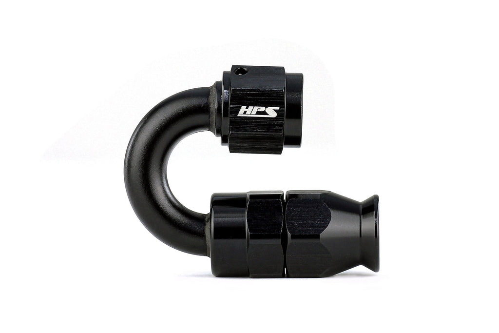 HPS Performance Compression Teflon Hose End to AN Female for Stainless Steel Reinforced PTFE Hose, Aluminum, Black