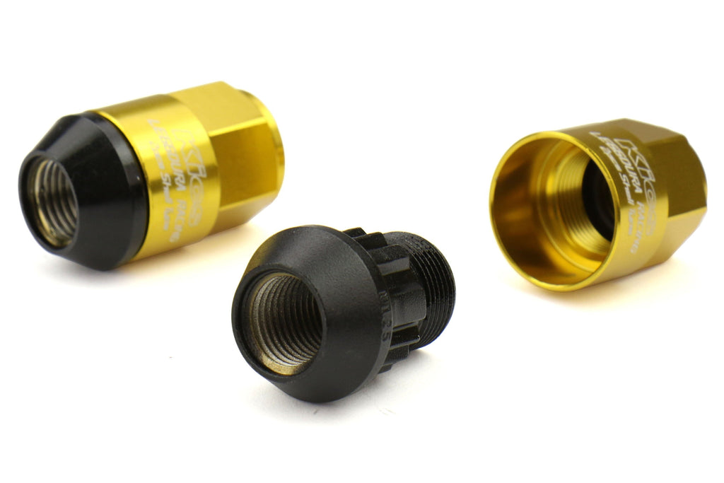 Project Kics Leggdura Racing Shell Type Lug Nut Set 35mm Closed-End Look 12X1.25 Gold - Universal