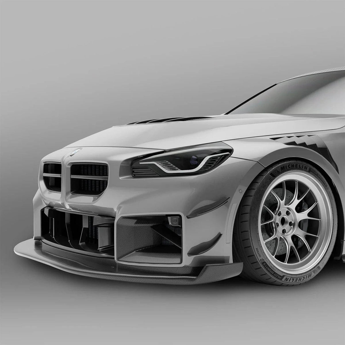 Revozport Carbon Fiber Front Bumper Canards for BMW G87 M2