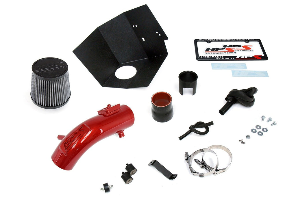 HPS Performance Shortram Air Intake Kit 2009-2019 Toyota Corolla 1.8L, Includes Heat Shield, Red
