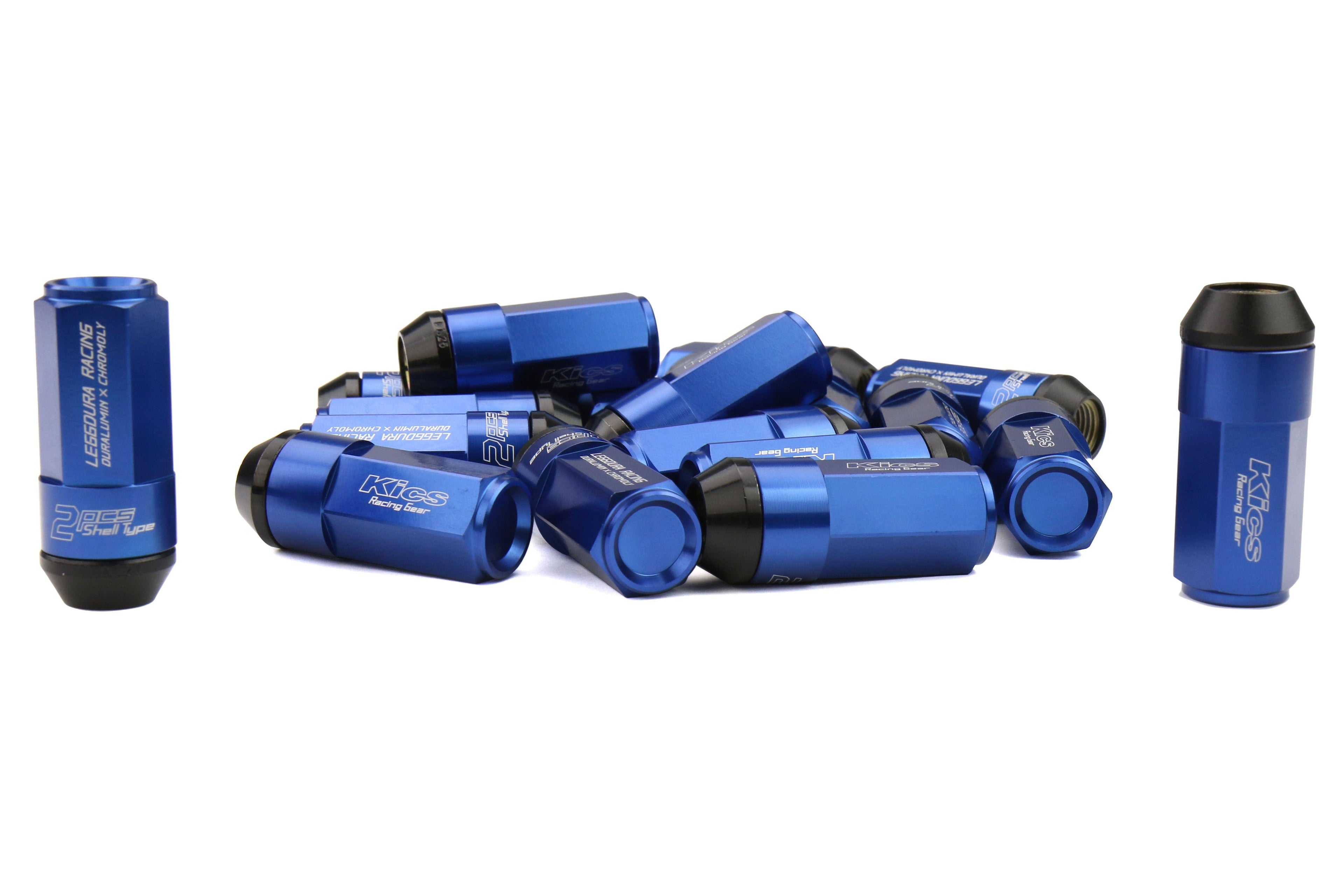 Project Kics Leggdura Racing Shell Type Lug Nut Set 53mm Closed-End Look 12X1.25 Blue - Universal