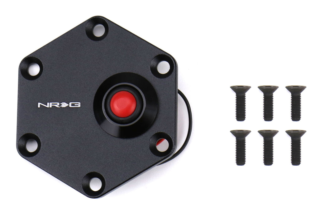 NRG Hexagonal Style Black Ring With Horn Button - Universal