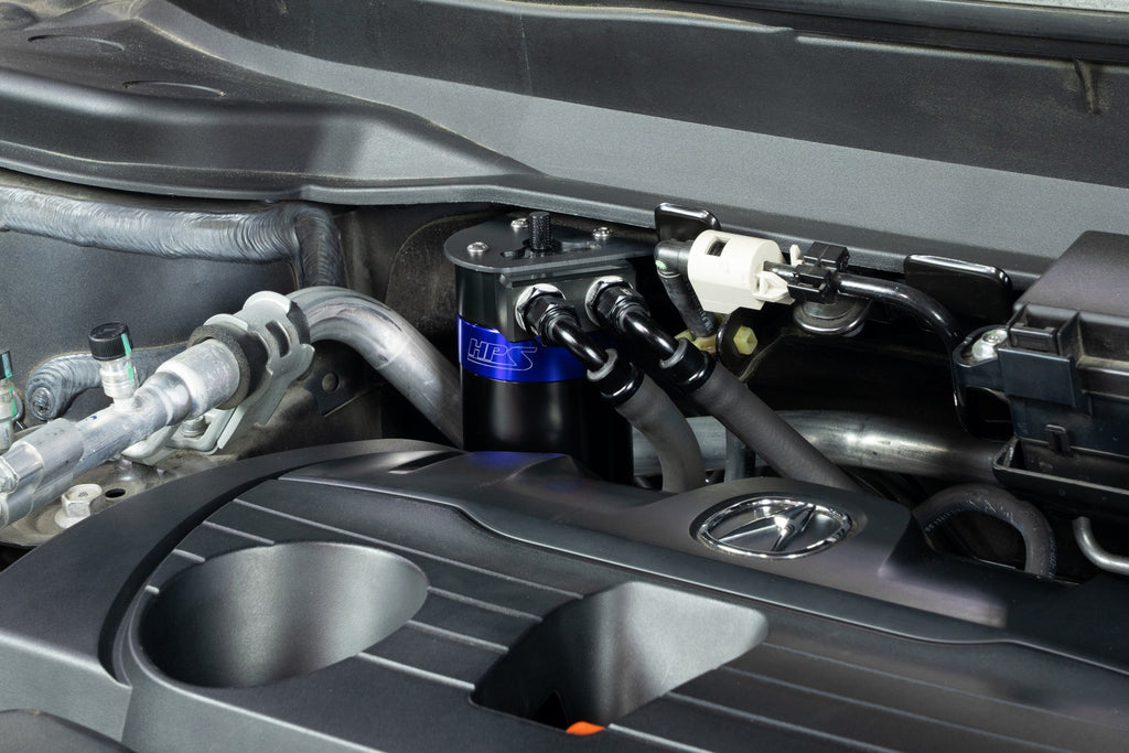 HPS Performance Aluminum Oil Catch Can Kit 2019-2026 Acura RDX 2.0L Turbo, Blue, 860-015BL