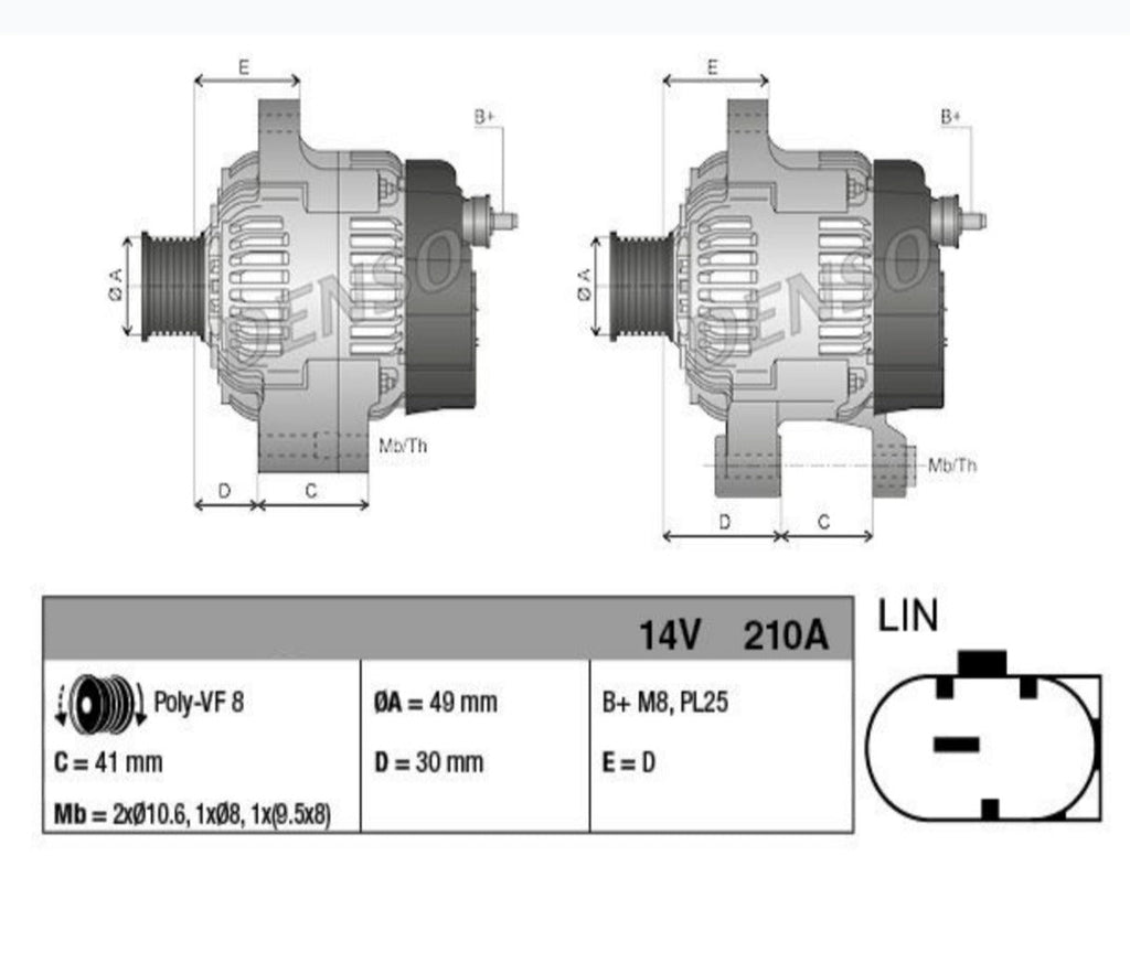 BMW E9X 335i New Alternator OEM (210AMP) 12317616120 (2013 Year Model)
