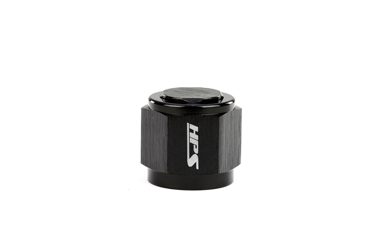 HPS Performance AN Flare Female Cap, Aluminum, Black