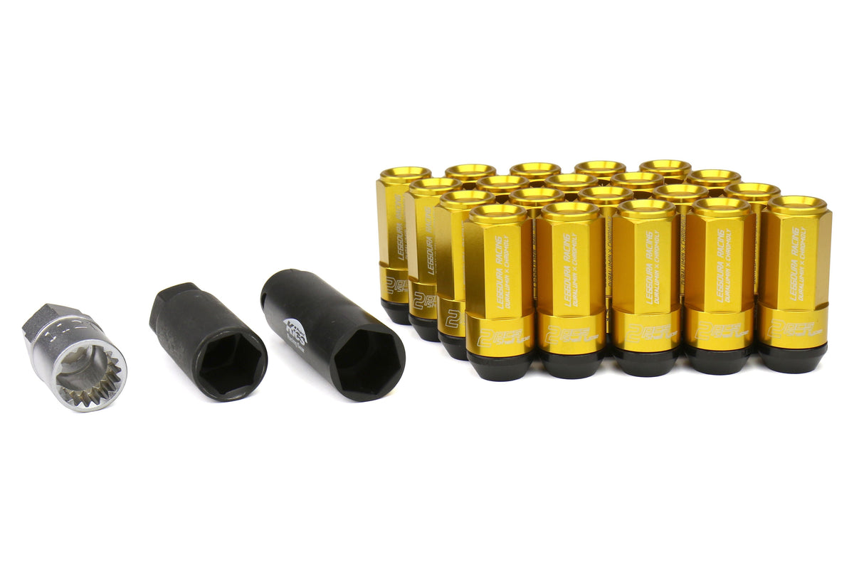 Project Kics Leggdura Racing Shell Type Lug Nut Set 53mm Closed-End Look 12X1.25 Gold - Universal