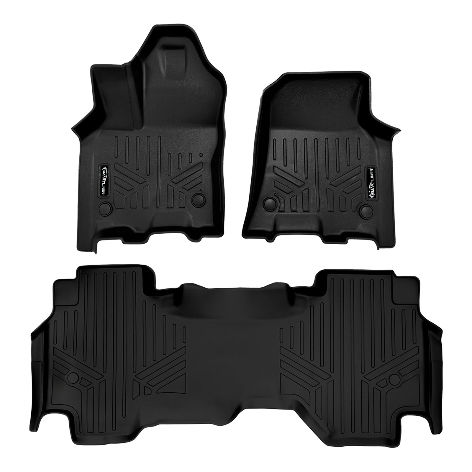 SMARTLINER Custom Fit All Weather Protection Black 2 Row Floor Liners Compatible With 2025-2026 RAM 1500 Fits Quad Cab Models. (Bucket Seats)