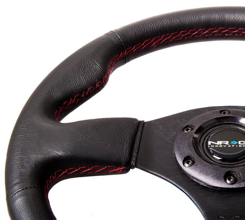 NRG Reinforced Steering Wheel 320mm Black w/ Red Stitch - Universal