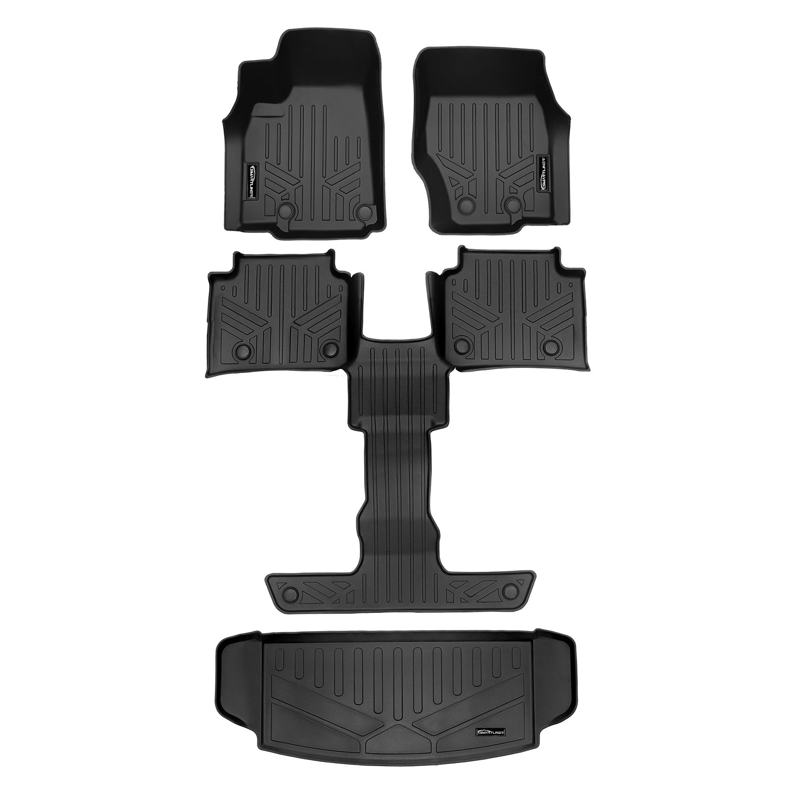 SMARTLINER Floor Liners for 2021-2026 Jeep Grand Cherokee L (2nd Row Bucket) with in between Coverage (No subwoofer)