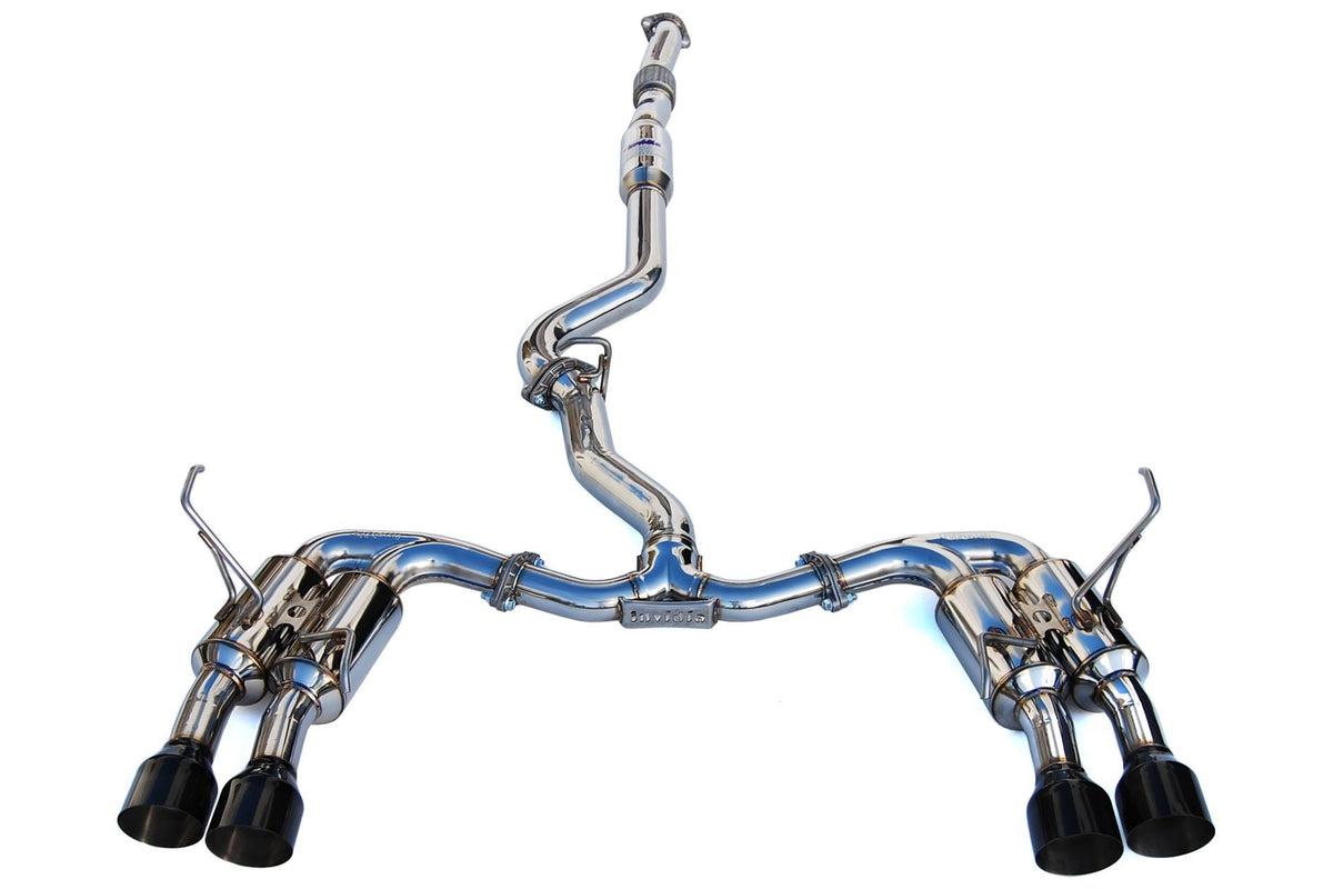 Invidia Gemini R400 Quad Tip Exhaust - Black Tips - 2015-2021 Subaru WRX / STI