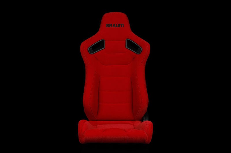 Braum Elite Series Sport Seats - Red Cloth (Black Stitching) Pair - Universal