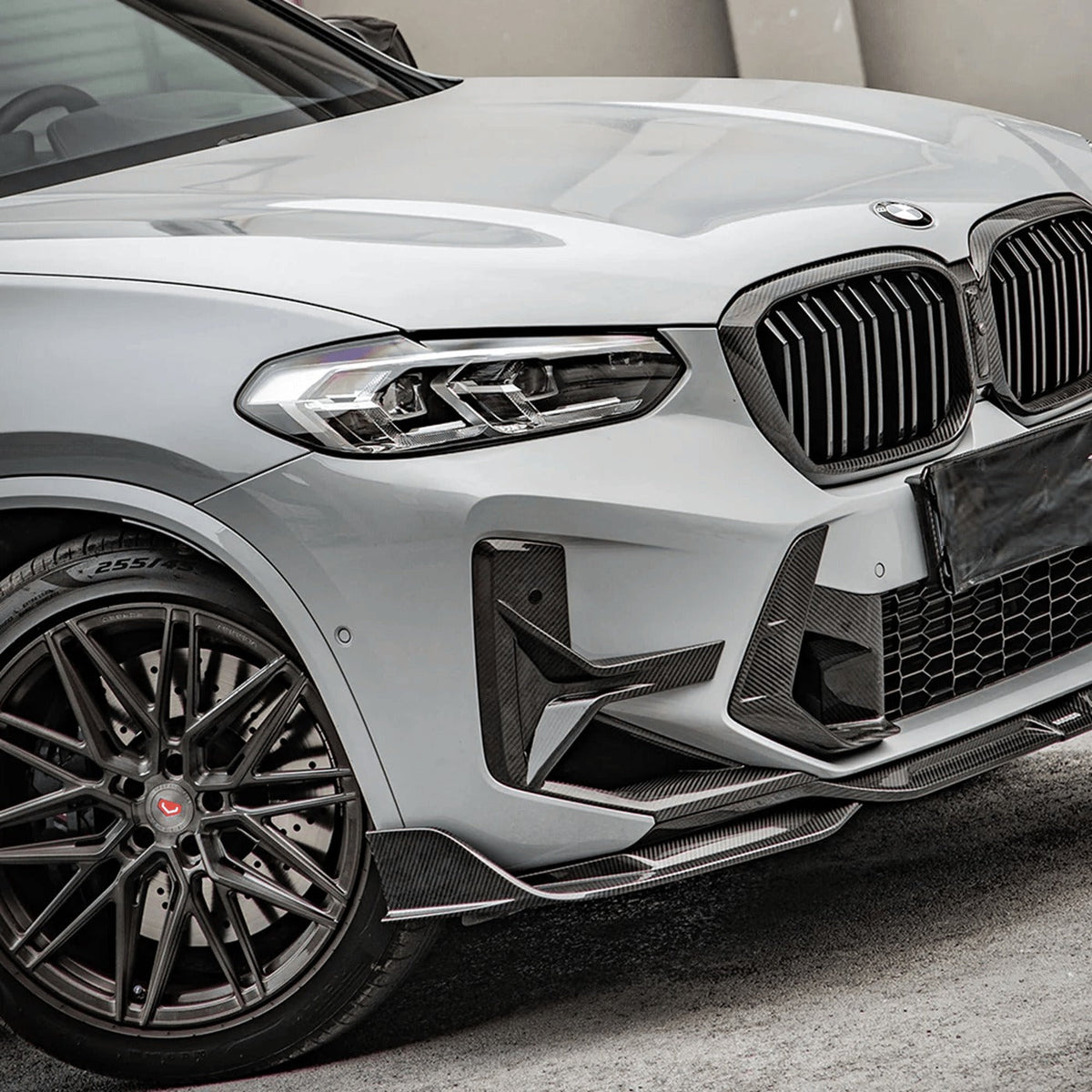 F97 X3M LCI SQ Style Dry Carbon Front Bumper Canards