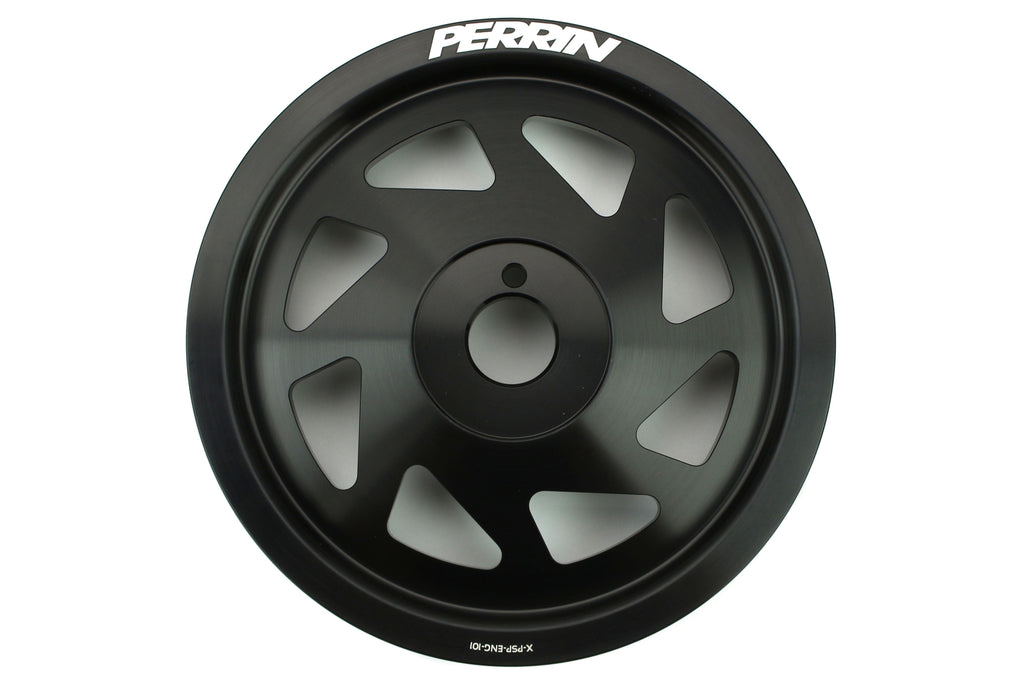 PERRIN Lightweight Crank Pulley (Black) - 2012-2024 Subaru WRX / 2011-2024 Forester / 2019-2024 Ascent / 2013-2024 BRZ / Legacy / Outback / Crosstrek / 2013-2016 Scion FR-S / 2017-2020 Toyota 86 / 2022-2024 GR86