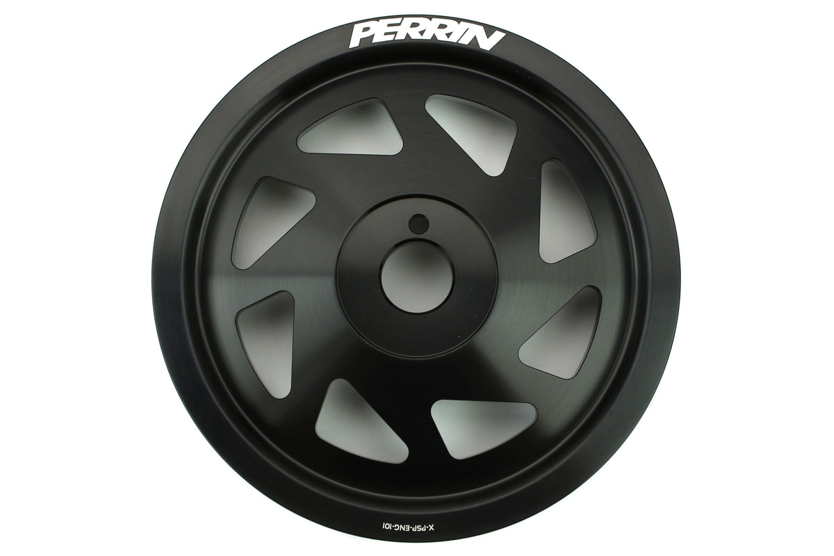 PERRIN Lightweight Crank Pulley (Black) - 2012-2024 Subaru WRX / 2011-2024 Forester / 2019-2024 Ascent / 2013-2024 BRZ / Legacy / Outback / Crosstrek / 2013-2016 Scion FR-S / 2017-2020 Toyota 86 / 2022-2024 GR86