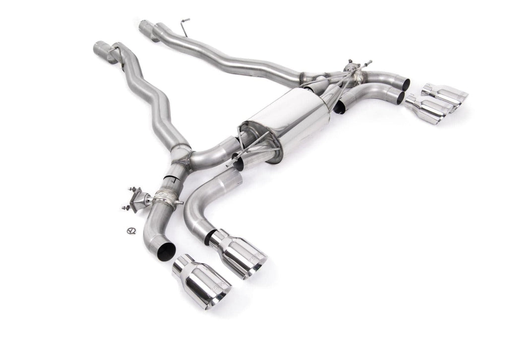MILLTEK F90 M5 OPF/GPF BACK SYSTEM WITH BRUSHED TITANIUM GT-100 TRIMS - ECE APPROVED