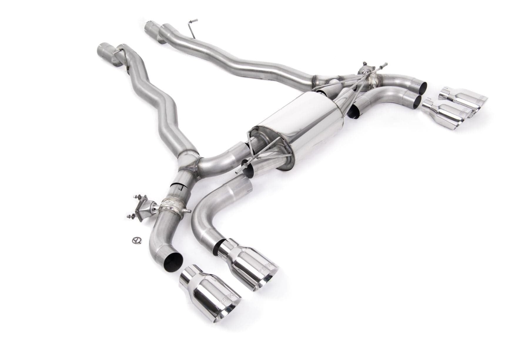 MILLTEK F90 M5 OPF/GPF BACK SYSTEM WITH BRUSHED TITANIUM GT-100 TRIMS - ECE APPROVED
