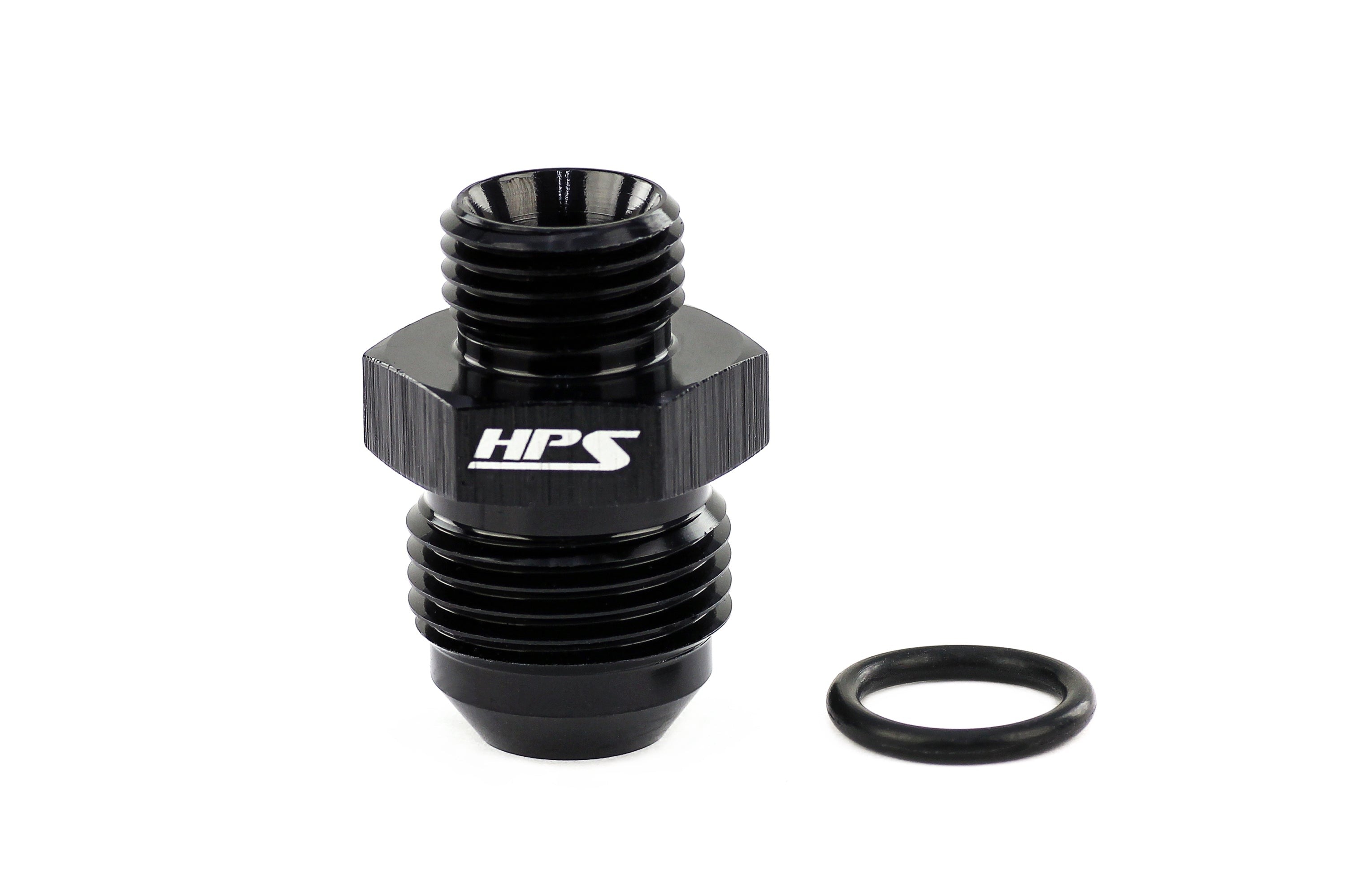 HPS Performance AN Male To O-ring Boss (ORB) Port Thread Male Adapter, Aluminum, Black